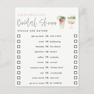 girly cocktail bachelorette would she rather game