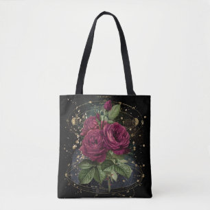 Girly collage – blood red roses  tote bag
