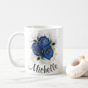 Girly collage - midnight blue custom mug