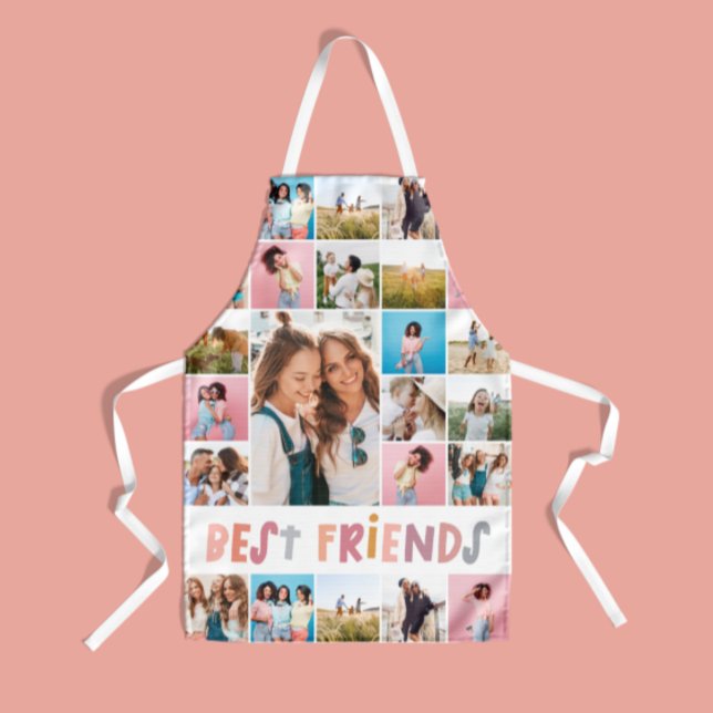 Girly colourful 16 photo best friend modern simple apron (Creator Uploaded)
