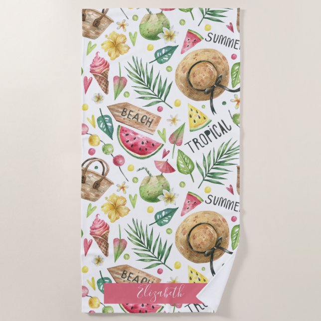 Girly Colourful Beach Relax Beach Towel (Front)