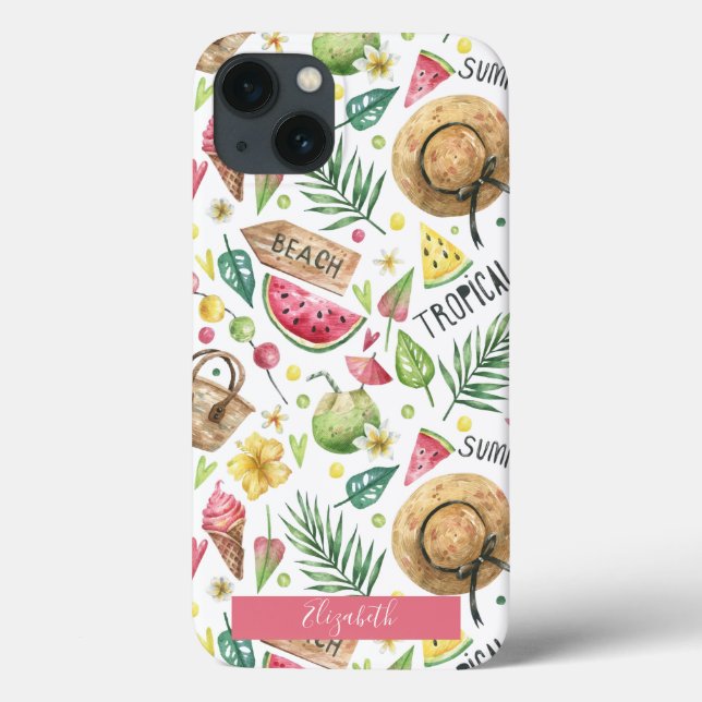 Girly Colourful Beach Relax Beach Towel Case-Mate iPhone Case (Back)