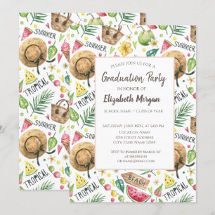 Girly Colourful Beach Relax Graduation Partry Invitation