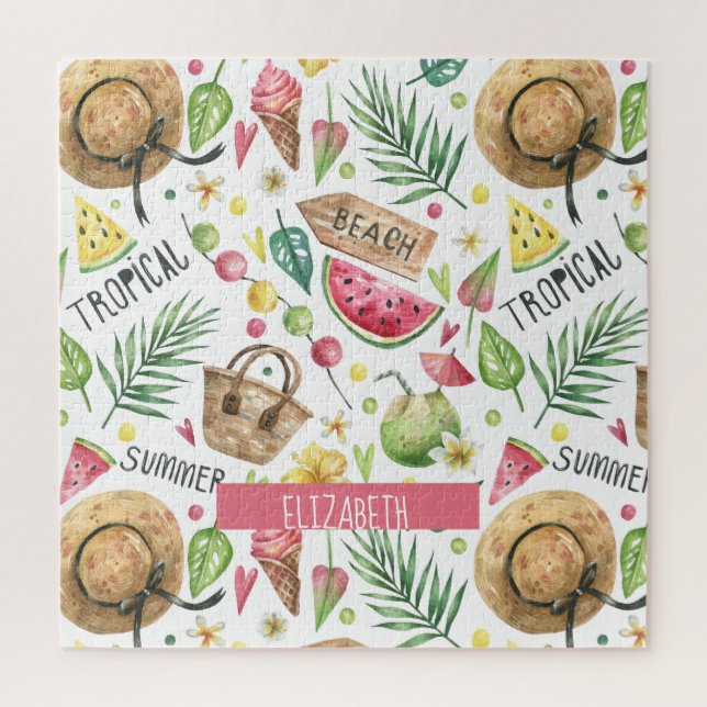 Girly Colourful Beach Relax   Jigsaw Puzzle (Vertical)