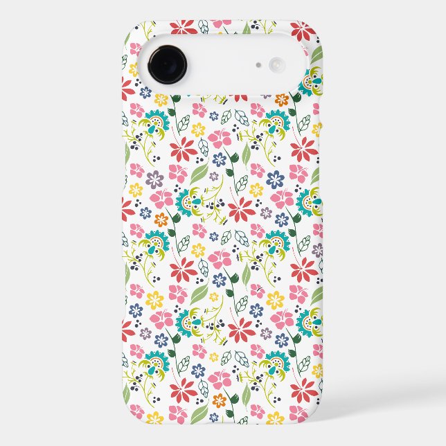 Girly Colourful Boho Spring Flowers Case-Mate iPhone Case (Back)