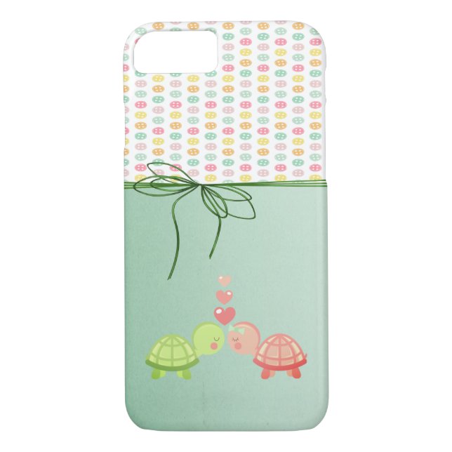 Girly Colourful Buttons,Turtles In Love Case-Mate iPhone Case (Back)