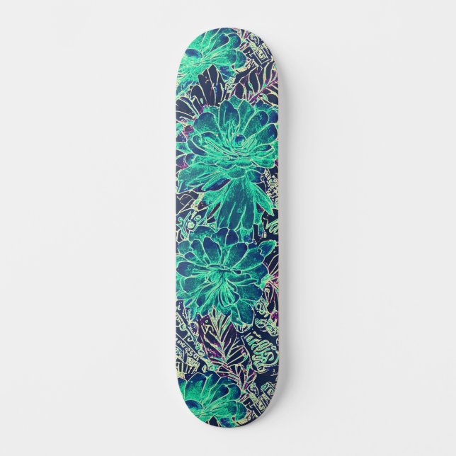 Girly Colourful Floral Urban Street Art Inspired  Skateboard (Front)
