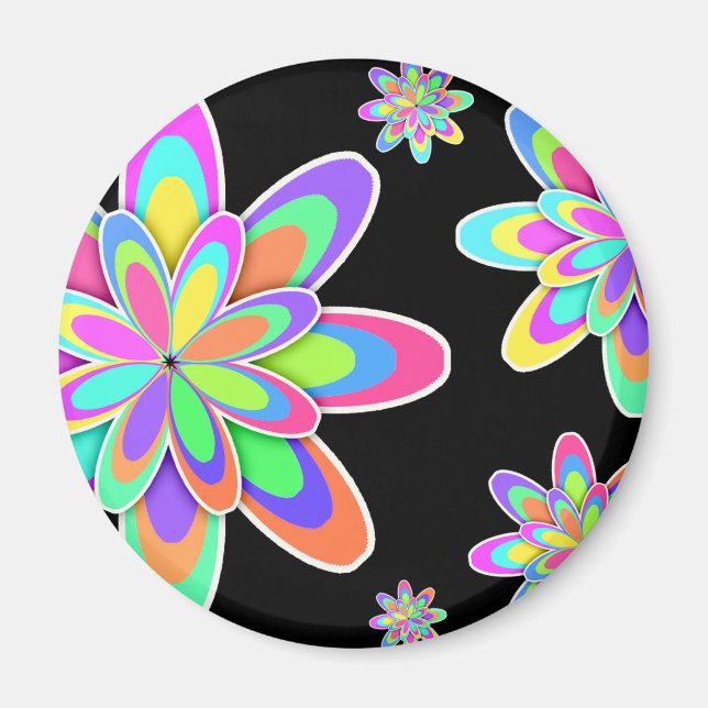 Girly Colourful Flowers Magnet (Front)