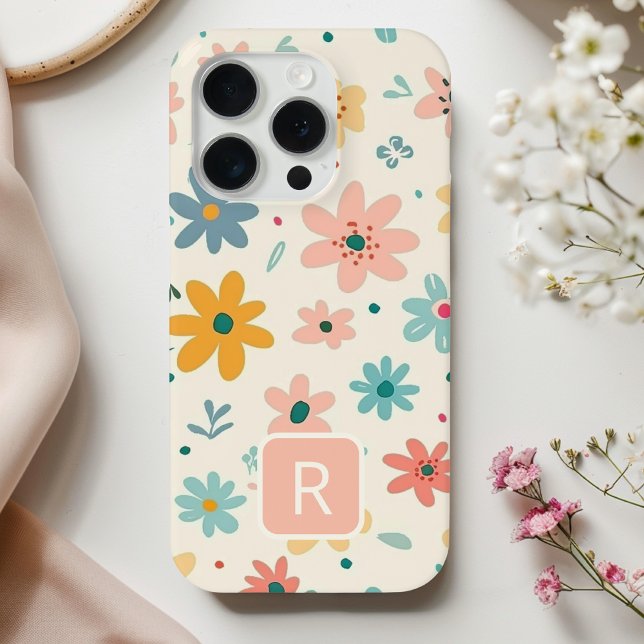 Girly Colourful Flowers Seamless Pattern  Case-Mate iPhone Case (Creator Uploaded)