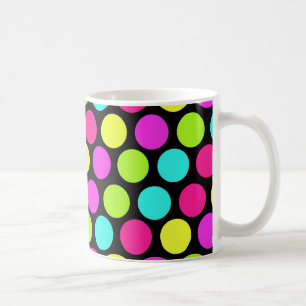 Girly Colourful Fun Neon Polka Dots Pattern Coffee Mug