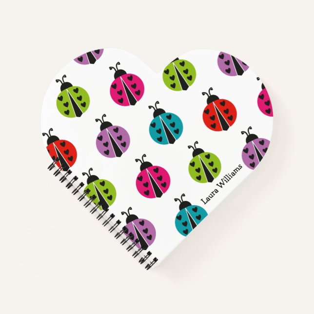 Girly Colourful Ladybug Personalised Notebook (Front)