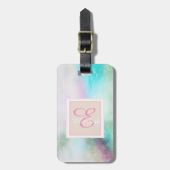 Girly Colourful Paint Stroke ,Monogram-Personalise Luggage Tag (Front Vertical)