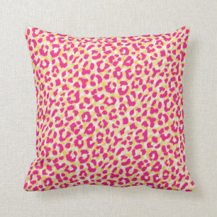 Girly colourful pink cheetah print monogram cushion