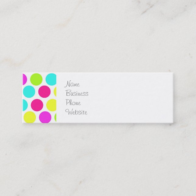 Girly Colourful Polka Dots Pattern for Girls Mini Business Card (Front)