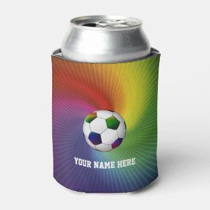 Girly Colourful Soccer Football Can Cooler