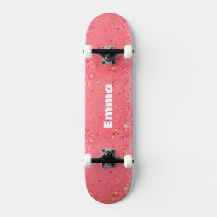 Girly Colourful Sparkle glitter with Name for teen Skateboard