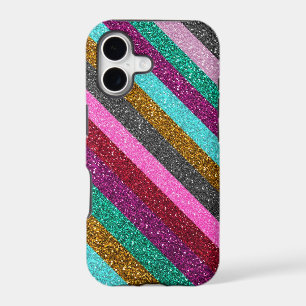 Girly Colourful Stripes Glitter