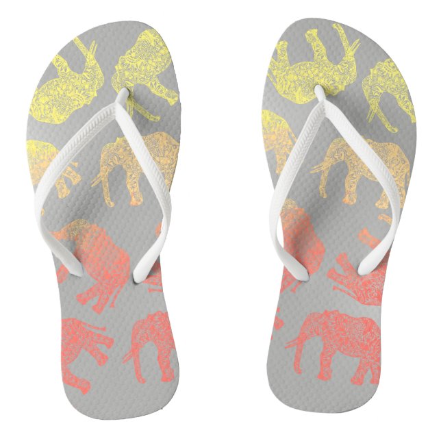 girly colourful tribal floral elephant pattern flip flops (Footbed)