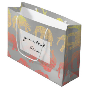 girly colourful tribal floral elephant pattern large gift bag