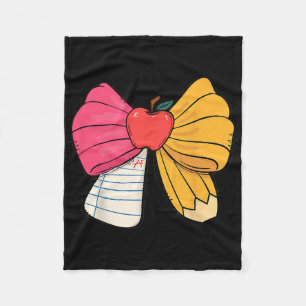 Girly Coquette Bow Pencil Teacher Student Back To Fleece Blanket