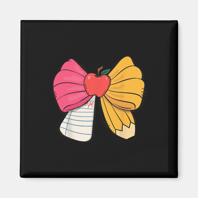 Girly Coquette Bow Pencil Teacher Student Back To  Magnet (Front)