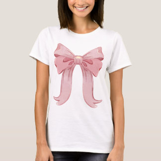 Girly Coquette Bow T-Shirt – Pastel Pink Aesthetic