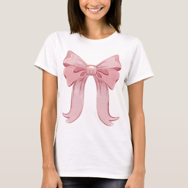 Girly Coquette Bow T-Shirt – Pastel Pink Aesthetic (Front)