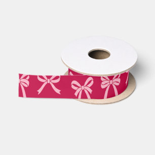 Girly Coquette Pink Bows Pattern Satin Ribbon