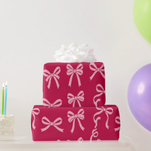 Girly Coquette Pink Bows Pattern Wrapping Paper