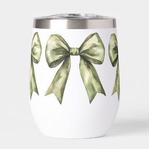Girly Coquette Watercolor Olive Green Bow Elegant