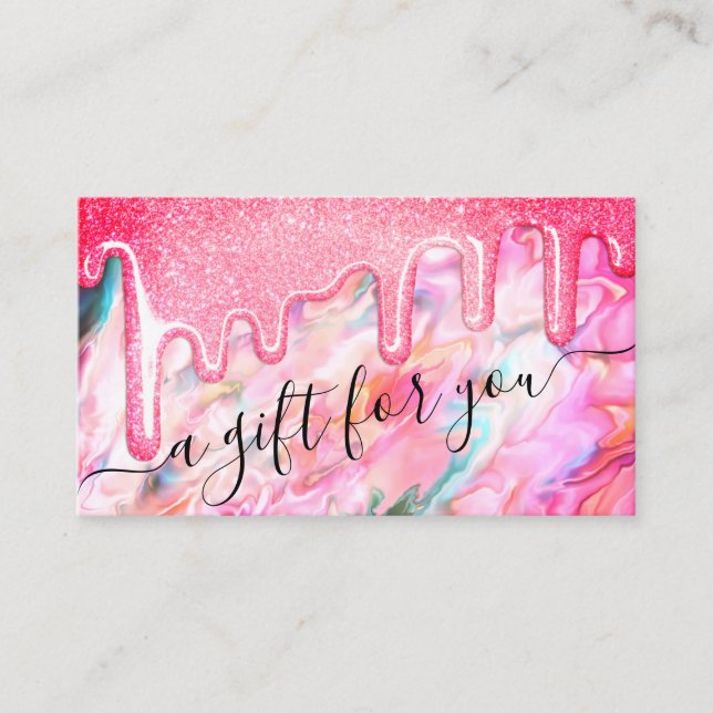 Girly Coral Opal Glitter Drip Gift Certificate (Front)