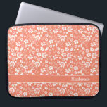 Girly Coral Peach Tropical Flowers Monogram Laptop Sleeve<br><div class="desc">Girly Coral Peach Tropical Flowers Monogram Laptop Sleeve. Easy to customise with text,  fonts,  and colours. Created by Zazzle pro designer BK Thompson exclusively for Cedar and String; please contact us if you need assistance with the design.</div>