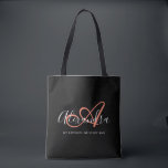 Girly Coral Pink Elegant Script Name Monogram Tote Bag<br><div class="desc">Personalise your beautiful monogrammed trendy black Grocery Tote Bag! The text below may be personalised to your preferred sentence or even your full name; you can also delete it if you prefer. If you need help, please let us know at belytaliarecipes@gmail.com, and we will be glad to assist you. ©...</div>