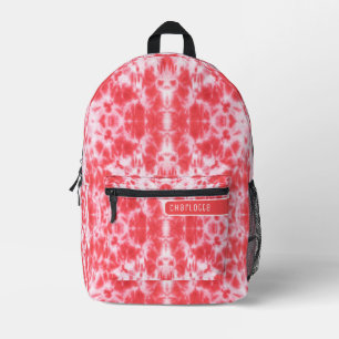 Girly Coral Red & White Shibori Pattern Cool Teens Printed Backpack