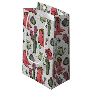 Girly Country Cowgirl Christmas Pink and Green Small Gift Bag