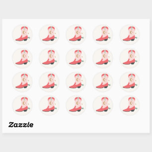 Girly Cowboy Boot Classic Round Sticker