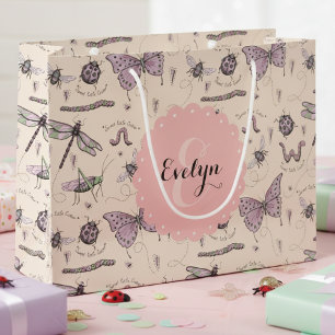 Girly Cream Blush Pink Sweet Little Critter Custom Large Gift Bag