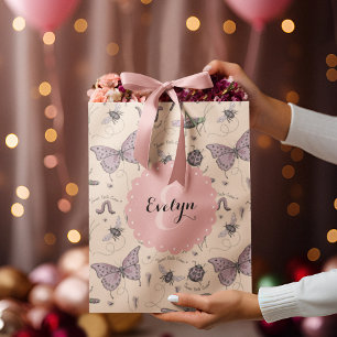 Girly Cream Blush Pink Sweet Little Critter Custom Medium Gift Bag