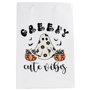 Girly Creepy Cute Vibes Coquette Ghost & Pumpkin Medium Gift Bag