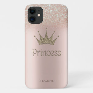 Girly Crown Princess, Rose Gold Glitter Bokeh Case-Mate iPhone Case