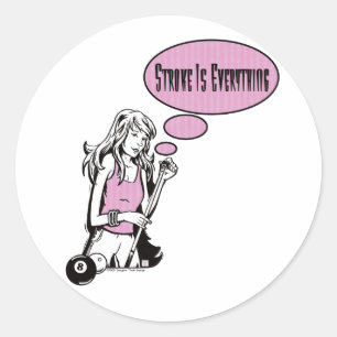 Girly Cue Classic Round Sticker