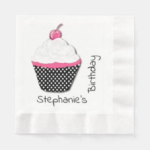 Girly Cupcake Personalised Paper Napkins