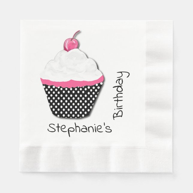Girly Cupcake Personalised Paper Napkins (Front)