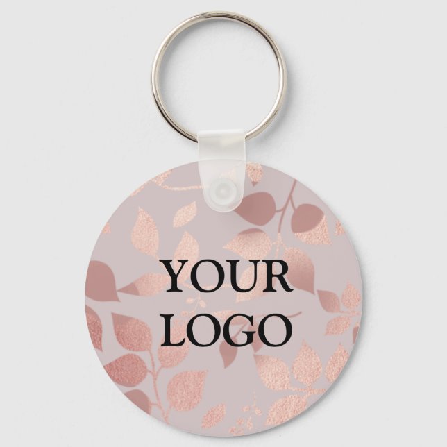 Girly Custom Simple Clean Blush Pink Business Logo Key Ring (Front)