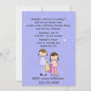 Girly Custom Slumber Party Birthday Invitation