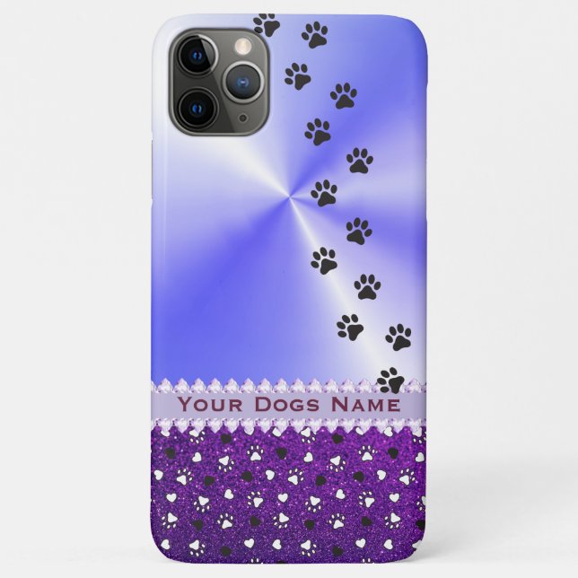Girly Customised Dog Paw Print & Glitter Case-Mate iPhone Case (Back)