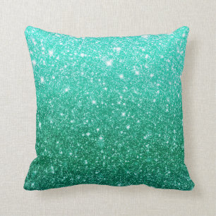 Girly Cute Aqua Blue Faux Glitter Pattern Modern Cushion