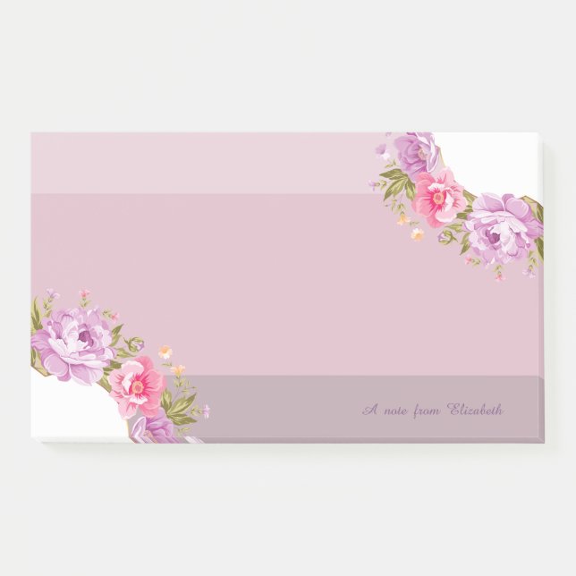 Girly Cute Floral , Striped-Personalised Post-it Notes (Front)