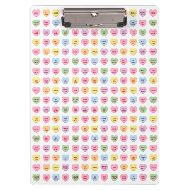 Girly cute fun custom conversation hearts pattern  clipboard (Front)