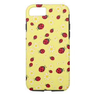 girly cute ladybug and daisy flower pattern yellow iPhone 8/7 case